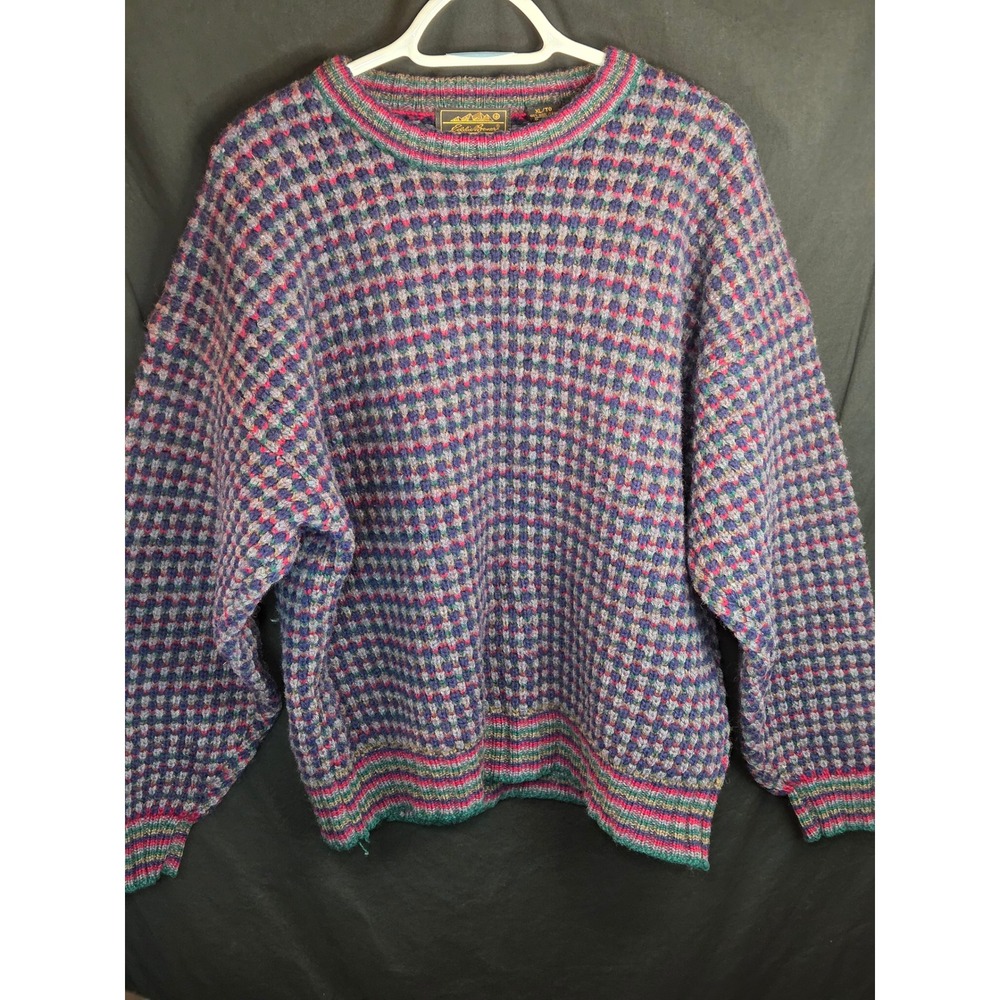 Eddie Bauer Vintage Shetland Wool Sweater Men XL Multicolor Knit Crewneck Greece